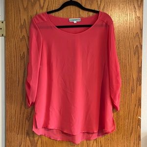 Pleione Salmon Pink Sheer Blouse